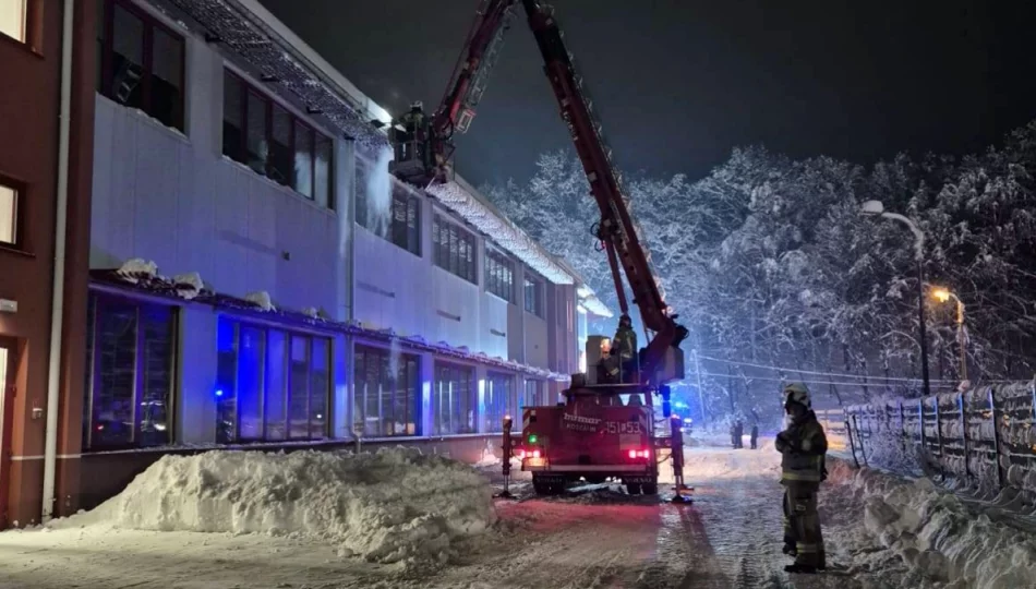 Uszkodzona konstrukcja nad wejściem do firmy - zdjęcie 1