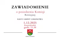 Zawiadomienie o posiedzeniu Komisji Rewizyjnej Rady Gminy Limanowa - 1.12 - zdjęcie główne