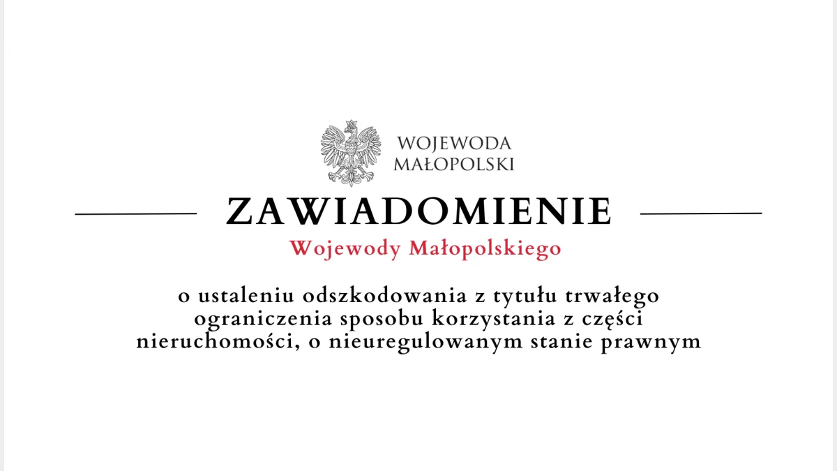 Zawiadomienie Wojewody Małopolskiego o ustaleniu odszkodowania - 01.12