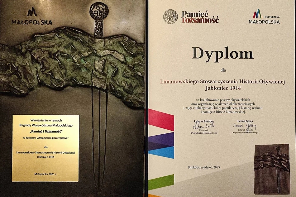 Wyróżnienie dla Limanowskiego Stowarzyszenia Historii Ożywionej Jabłoniec 1914  - zdjęcie 2