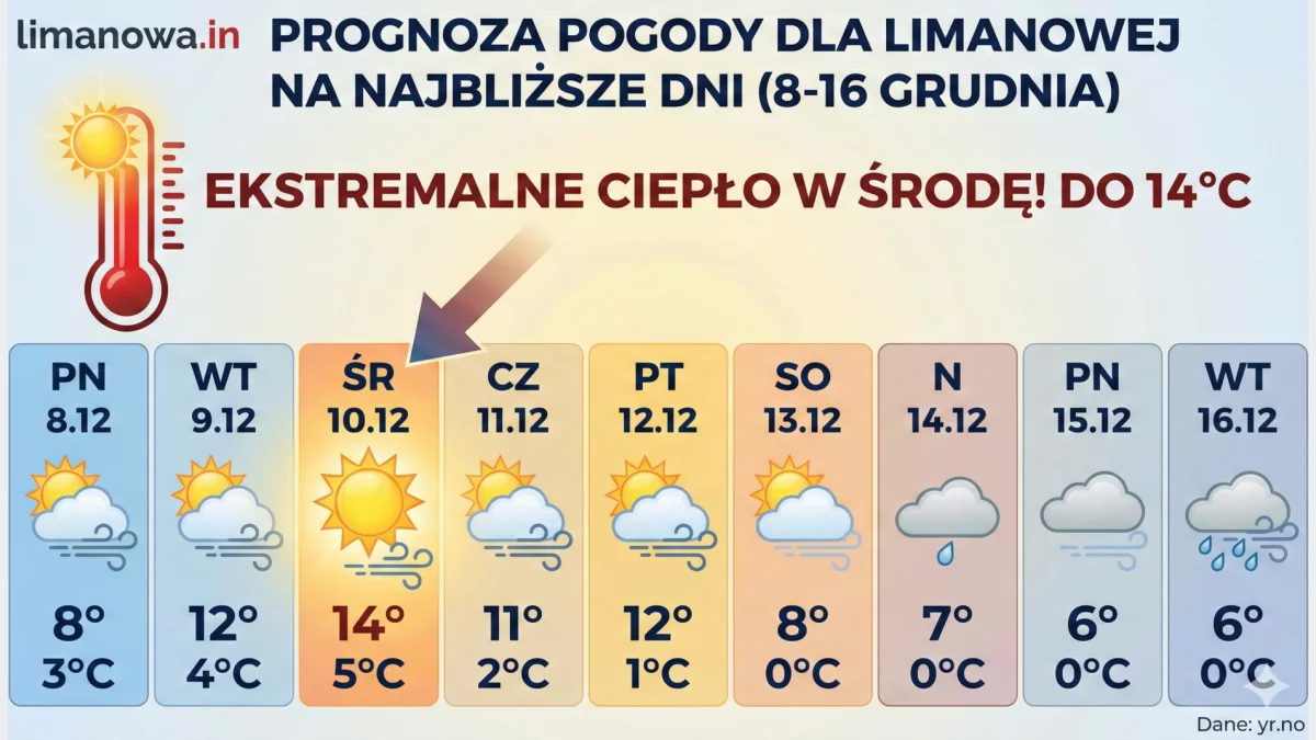 Wiosna zimą w Limanowej. Nawet 14 stopni w środku grudnia! Zima w całkowitym odwrocie