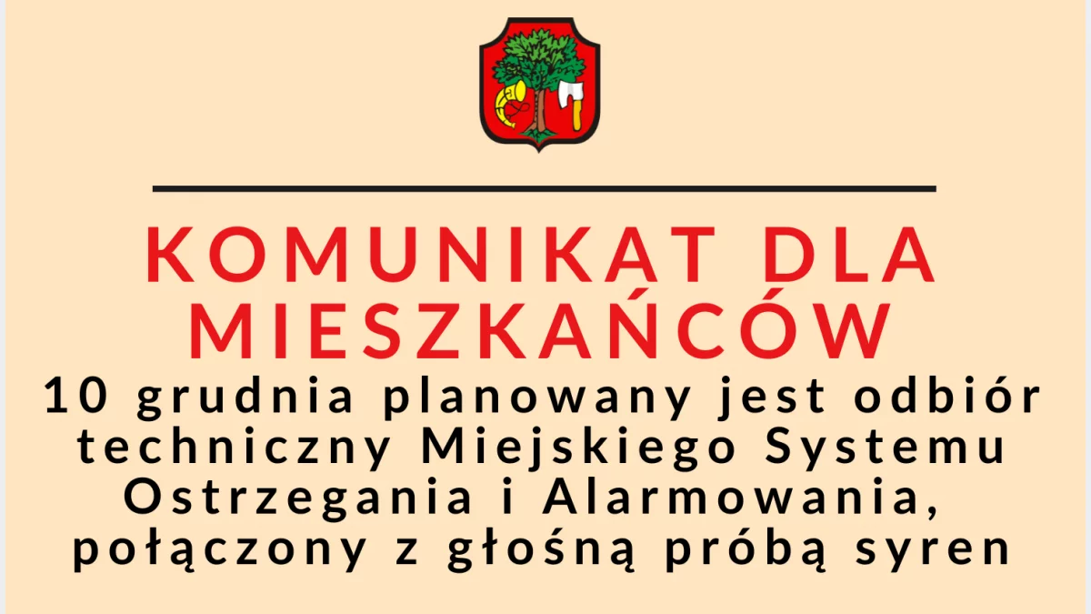 Głośna próba Miejskiego Systemu Ostrzegania i Alarmowania – komunikat dla mieszkańców