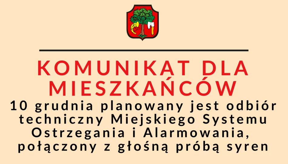 Głośna próba Miejskiego Systemu Ostrzegania i Alarmowania – komunikat dla mieszkańców - zdjęcie 1