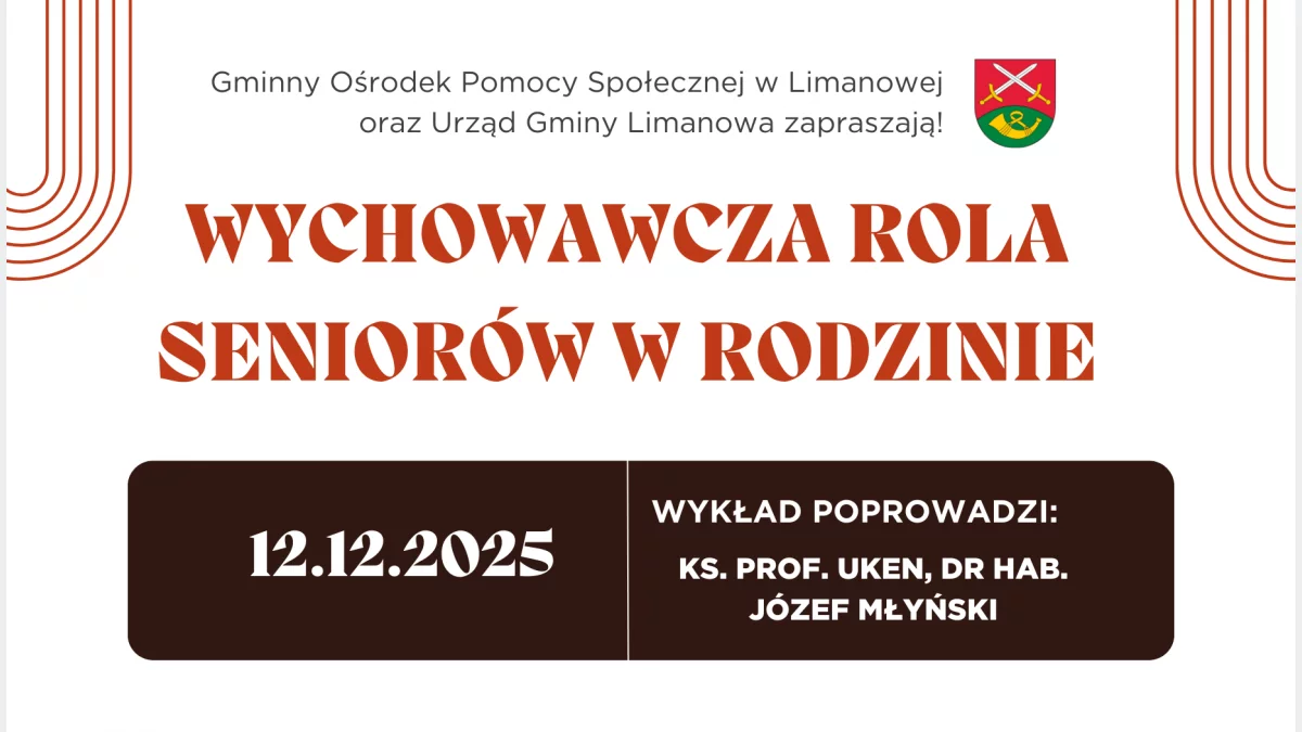 Zapraszamy na wykład dla Seniorów pt. „Wychowawcza rola seniorów w rodzinie”