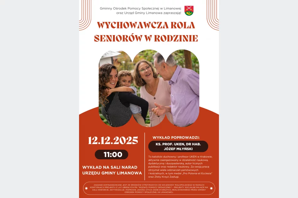 Zapraszamy na wykład dla Seniorów pt. „Wychowawcza rola seniorów w rodzinie” - zdjęcie 2