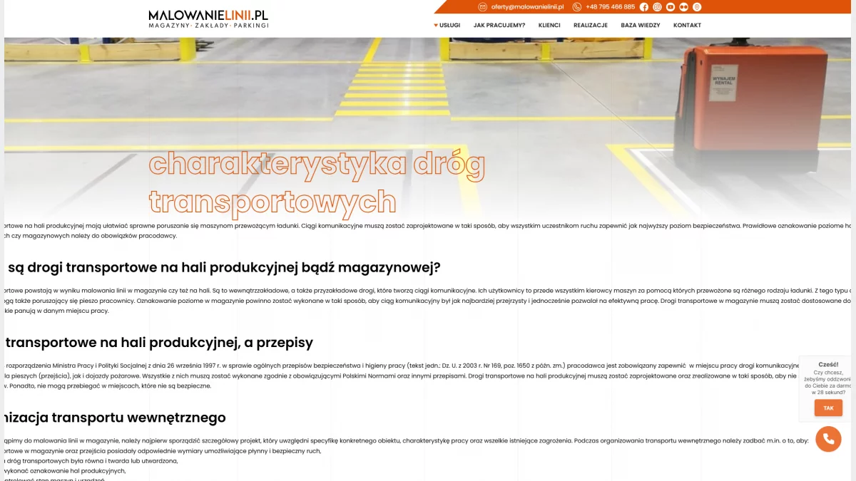 Szerokość dróg transportowych - MalowanieLinii.pl