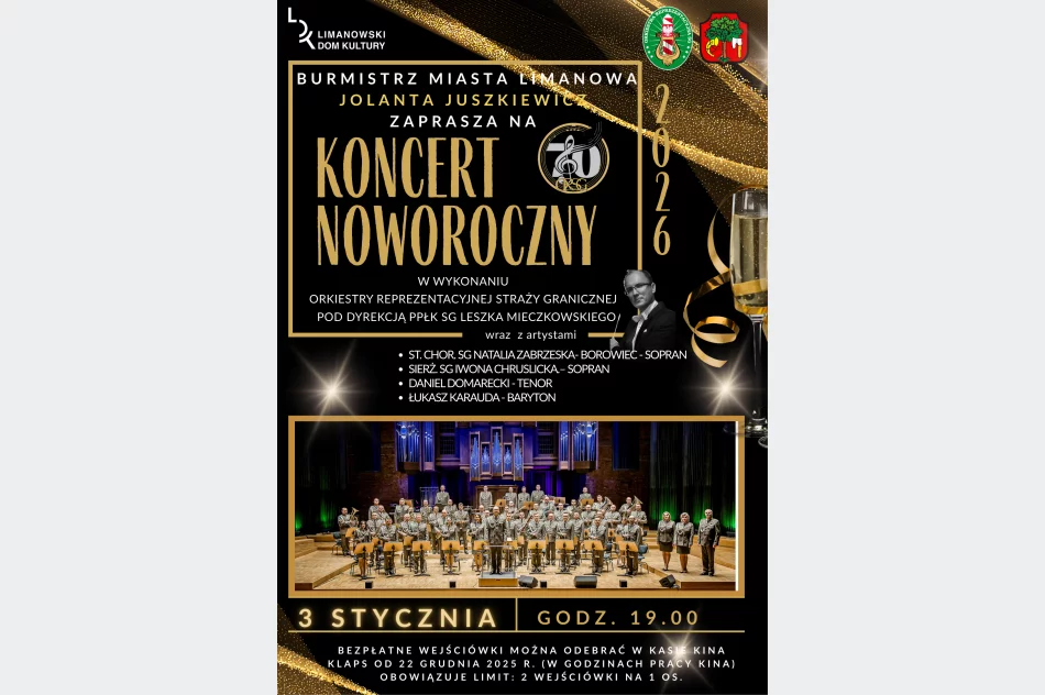  Burmistrz Miasta Limanowa Jolanta Juszkiewicz zaprasza na Koncert Noworoczny! - zdjęcie 2