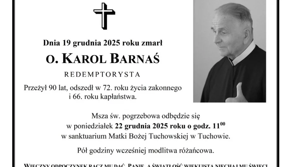Zmarł o. Karol Barnaś CSsR, redemptorysta  - zdjęcie 1