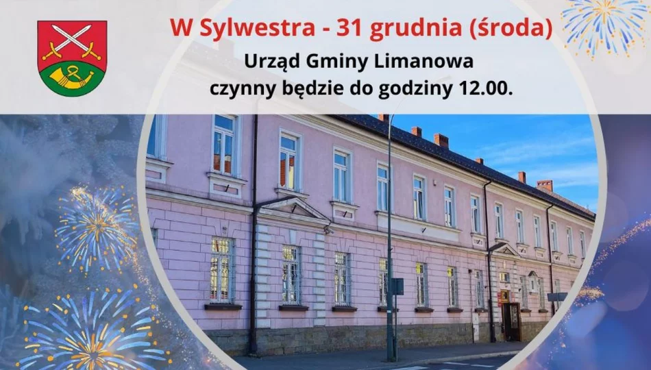 Godziny pracy Urzędu Gminy Limanowa w Sylwestra - zdjęcie 1