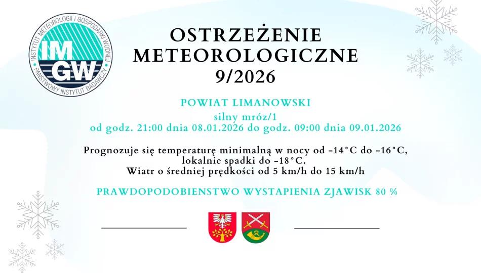 Silny mróz/ 1 - ostrzeżenie meteorologiczne - zdjęcie 1