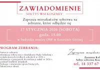 Zaproszenie na zebranie wiejskie w Koszarach dnia 17 stycznia - zdjęcie główne