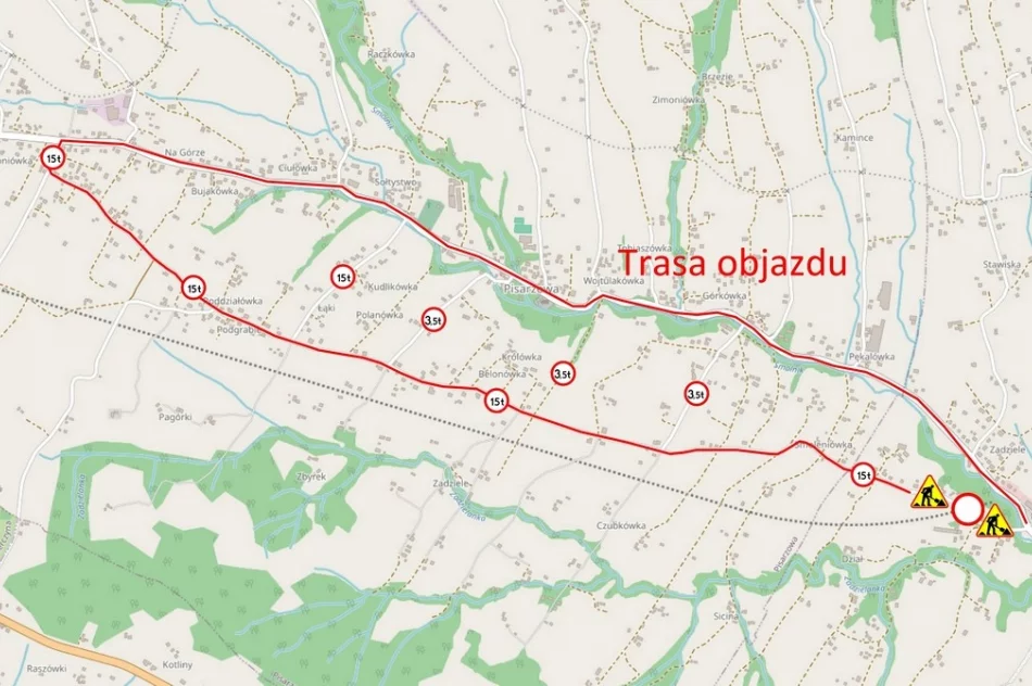Czasowo zamknięta droga w Pisarzowej (ul. Dział) dnia 15.01 - zdjęcie 2