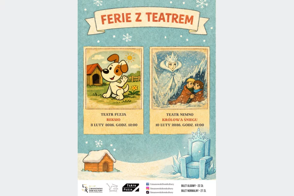 Ferie z teatrem w Limanowskim Domu Kultury – Reksio na scenie i magiczna Królowa Śniegu - zdjęcie 2