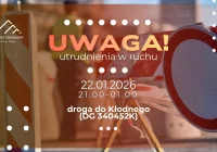 Utrudnienia w ruchu na drodze do Kłodnego w dniu 22.01 - zdjęcie główne