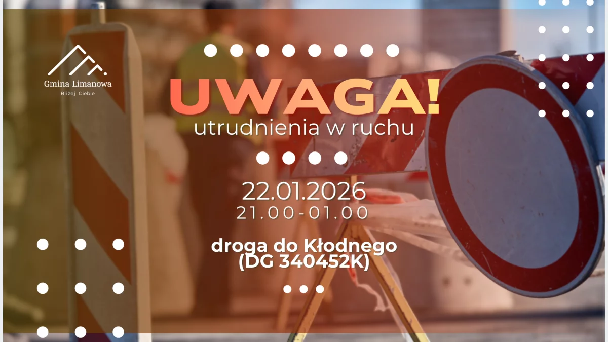 Utrudnienia w ruchu na drodze do Kłodnego w dniu 22.01