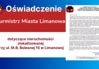 Oświadczenie Burmistrz Miasta Limanowa dotyczące nieruchomości zlokalizowanej przy ul. M.B. Bolesnej 15 w Limanowej - zdjęcie główne