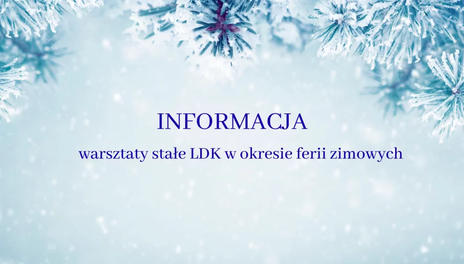 Zajęcia stałe w okresie ferii zimowych - informacja - zdjęcie 1