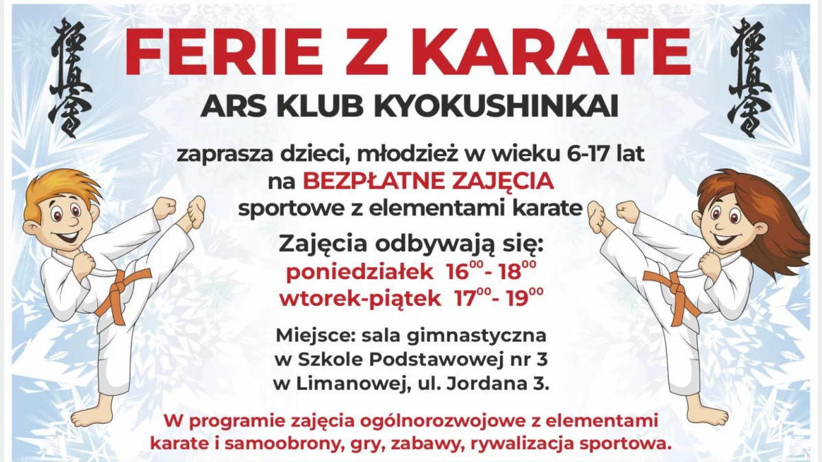 „Ferie z karate” – bezpłatne zajęcia sportowe dla dzieci i młodzieży w Limanowej