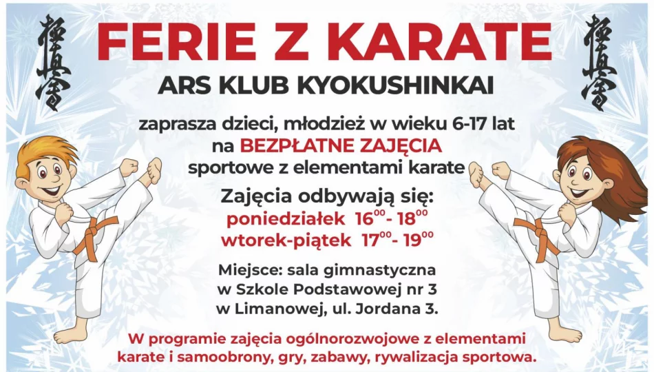 „Ferie z karate” – bezpłatne zajęcia sportowe dla dzieci i młodzieży w Limanowej - zdjęcie 1