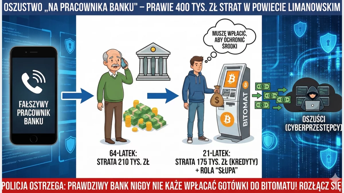 64-latek stracił oszczędności życia, a 21-letni "słup" sam dał się okraść na 175 tys. zł... z kredytów