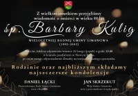 Kondolencje z powodu śmierci Barbary Kulig - zdjęcie główne