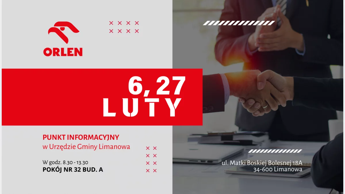 Najbliższy dyżur doradcy myORLEN w Urzędzie Gminy Limanowa już w piątek 27 lutego