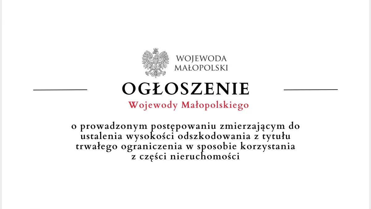 Ogłoszenie Wojewody Małopolskiego o prowadzonym postępowaniu - 23.02