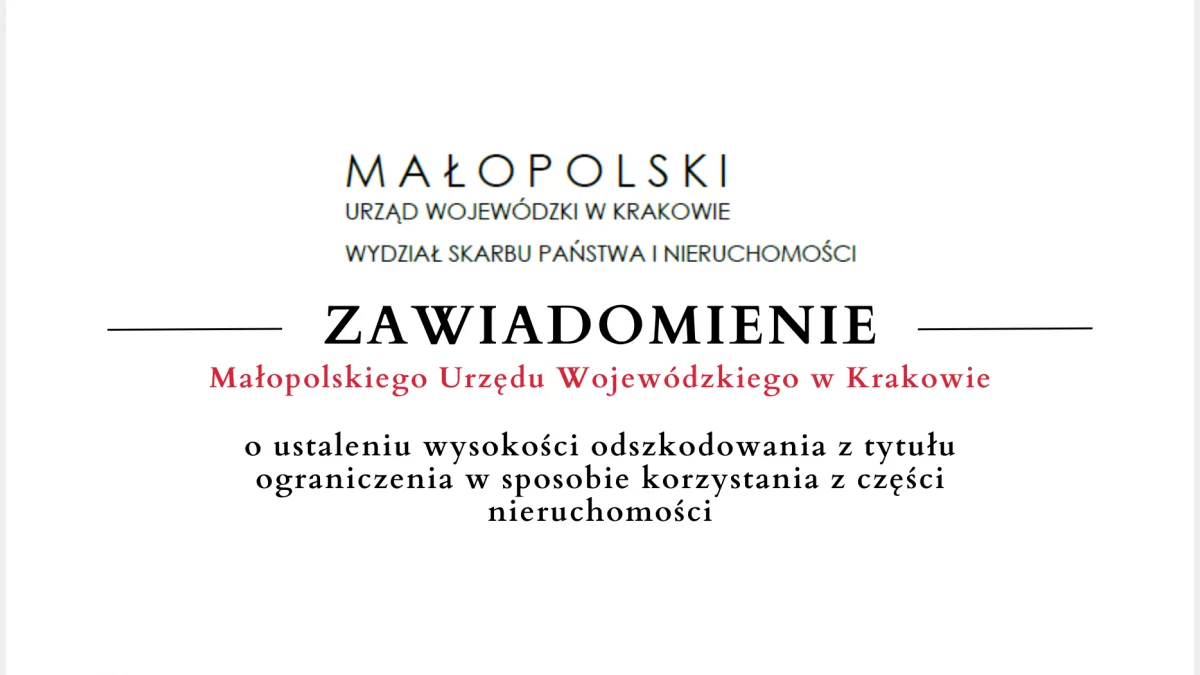 Zawiadomienie Małopolskiego Urzędu Wojewódzkiego w Krakowie - 02.03