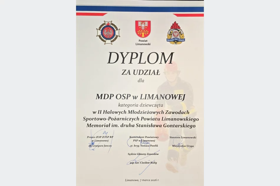 Młodzieżowa Drużyna Pożarnicza z Limanowej na II Halowych Zawodach Sportowo-Pożarniczych Powiatu Limanowskiego - zdjęcie 3