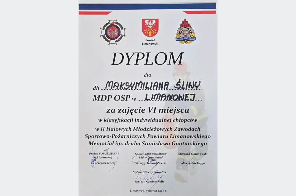 Młodzieżowa Drużyna Pożarnicza z Limanowej na II Halowych Zawodach Sportowo-Pożarniczych Powiatu Limanowskiego - zdjęcie 9