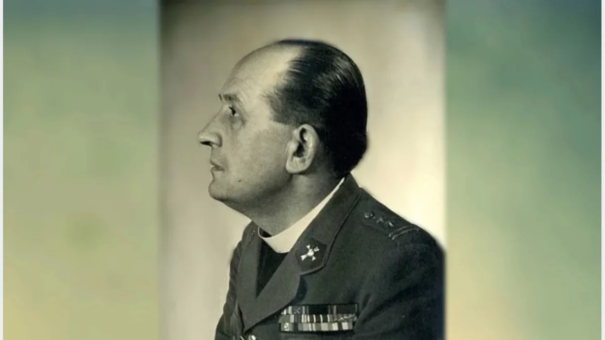 Portret księdza Józefa Jońca w mundurze wojskowym z okresu II wojny światowej