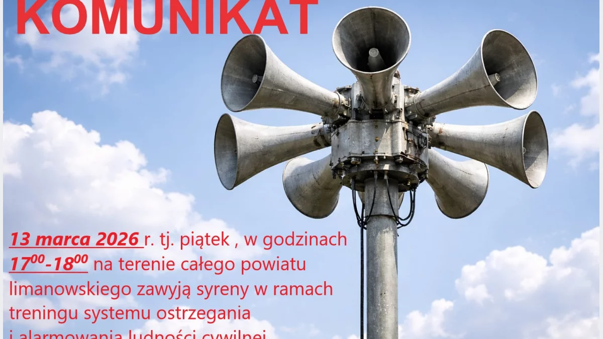 Test syren alarmowych w Powiecie Limanowskim – 13 marca