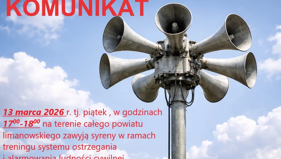 Test syren alarmowych w Powiecie Limanowskim – 13 marca - zdjęcie 1