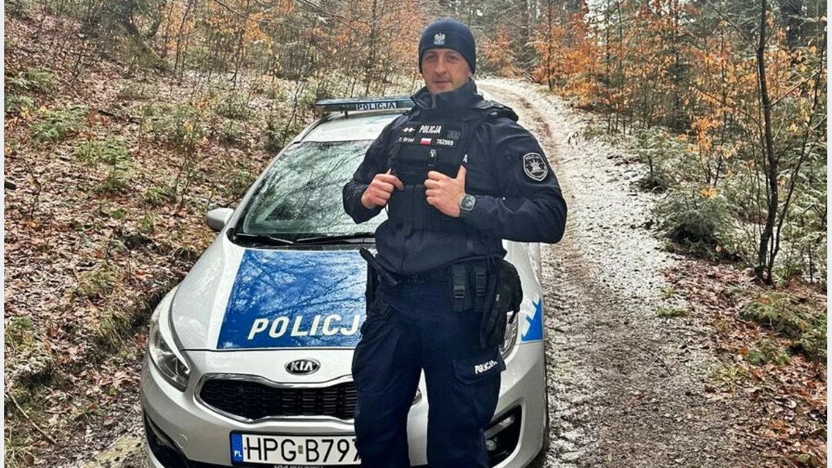 Aspirant Tomasz Orzeł dzielnicowy z Komisariatu Policji w Mszanie Dolnej kandydat w plebiscycie SuperDzielnicowy
