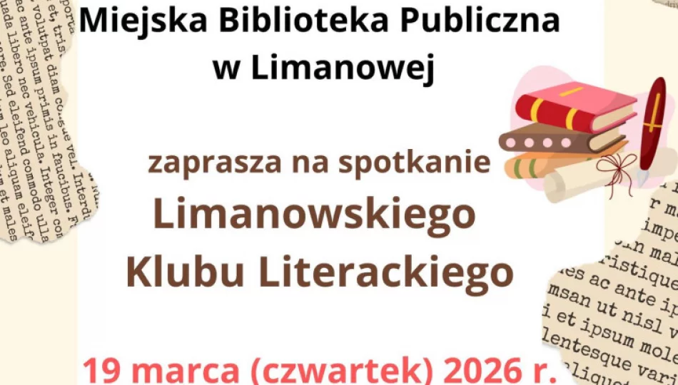 19 marca odbędzie się spotkanie Limanowskiego Klubu Literackiego - zdjęcie 1