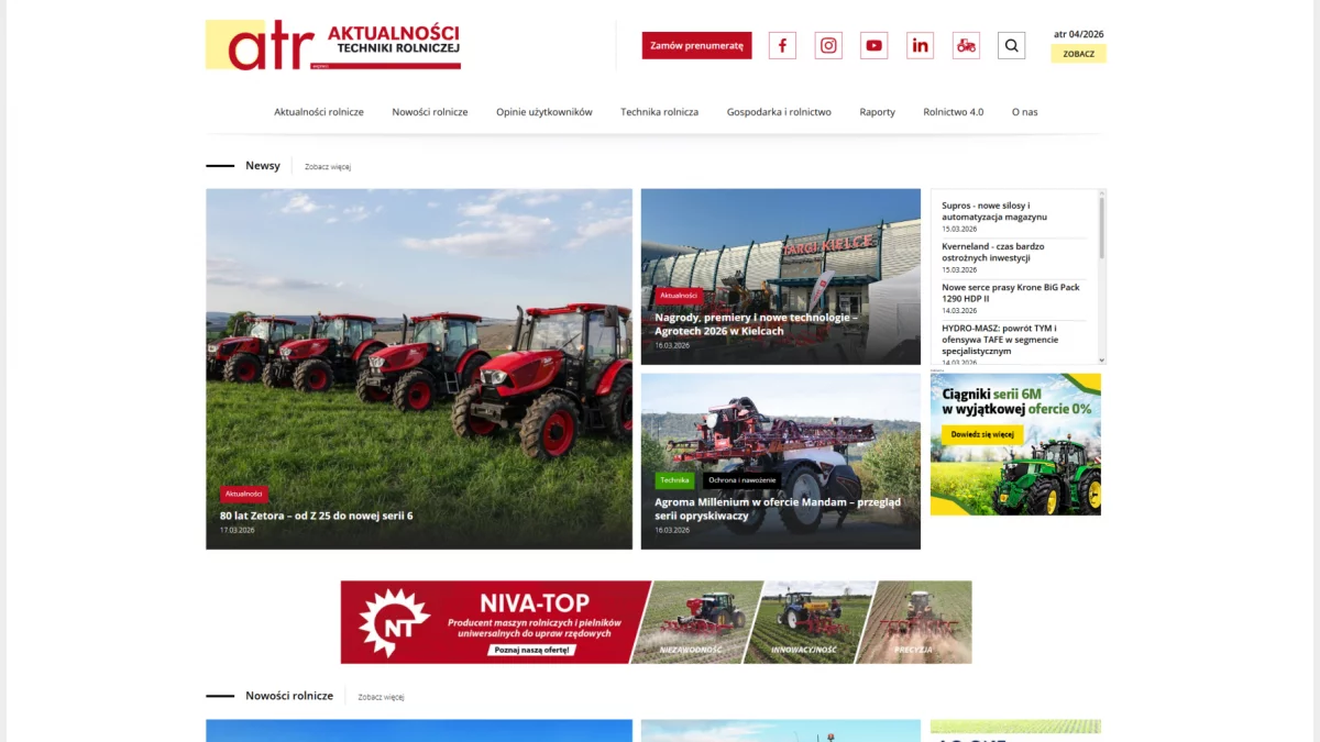 Portal rolniczy Atr - Aktualności rolnicze