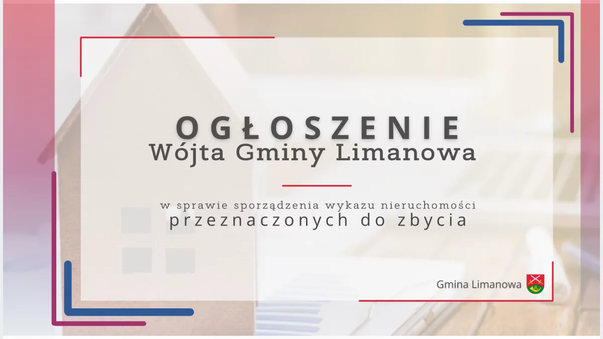 Wykaz nieruchomości stanowiących własność Gminy Limanowa – przeznaczonych do zbycia