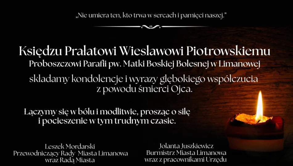 Kondolencje dla Ks. Prałata Wiesława Piotrowskiego - zdjęcie 1