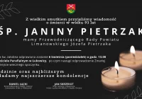 Kondolencje z powodu śmierci Janiny Pietrzak - zdjęcie główne
