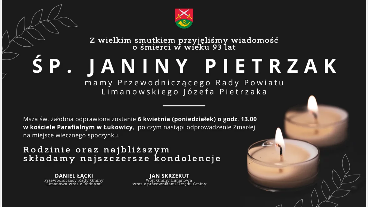 Kondolencje z powodu śmierci Janiny Pietrzak