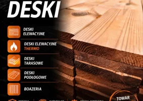 Deski elewacyjne, THERMO, tarasowe, podłogowe, boazeria, drewno c24 kantówki belki więźba dachowa łaty krokwie - Zdjęcie główne
