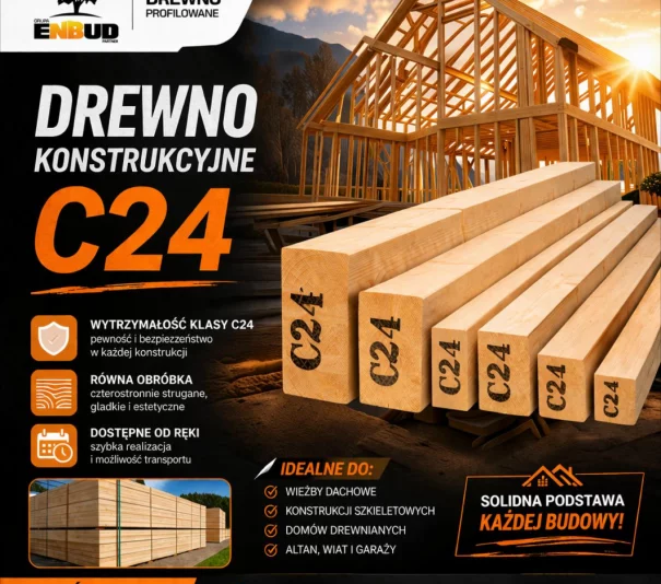 Drewno na budowę, c24, kantówki, krokwie, więźba, deski tarasowe, elewacyjne, podłogowe, boazeria, drewno konstrukcyjne - Zdjęcie główne