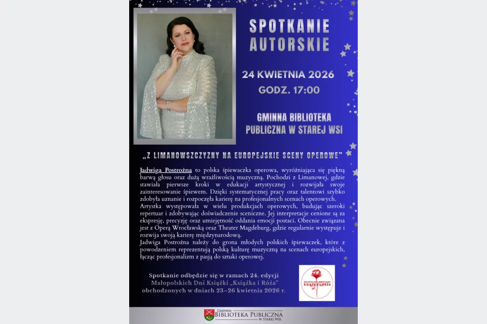 Z Limanowszczyzny na europejskie sceny operowe- zaproszenie na spotkanie z Jadwigą Postrożną - zdjęcie 2