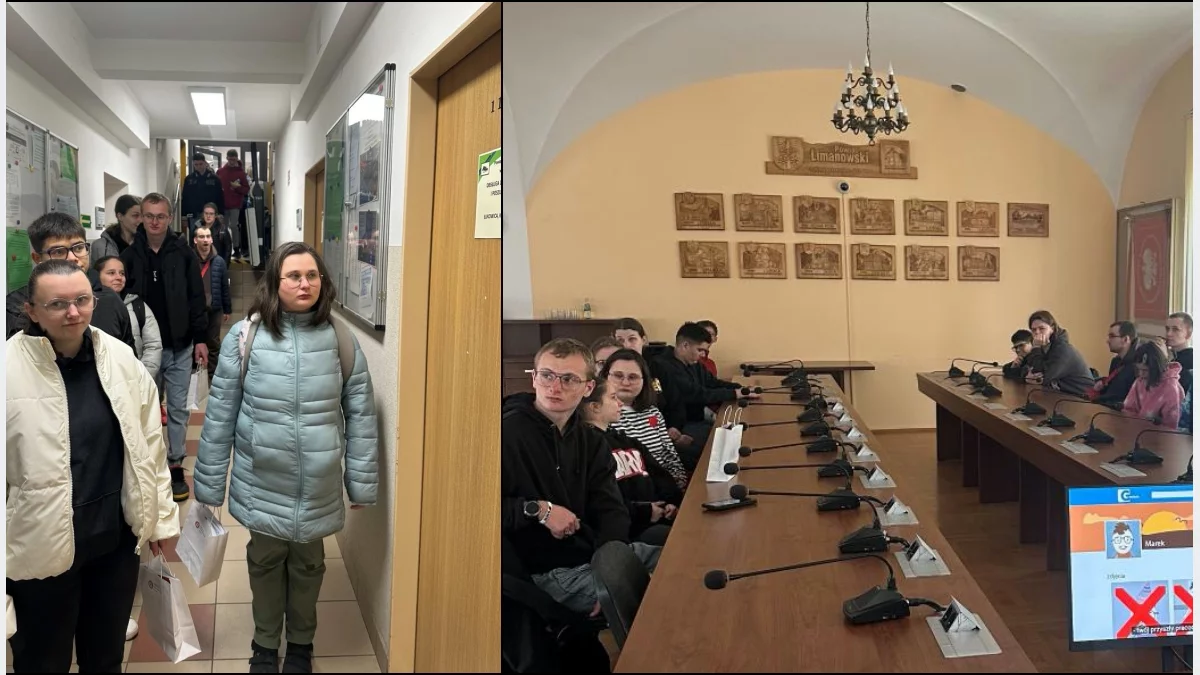 Młodzież ze Specjalnego Ośrodka Szkolno-Wychowawczego w Dobrej podczas spotkania z doradcami zawodowymi w Limanowej.