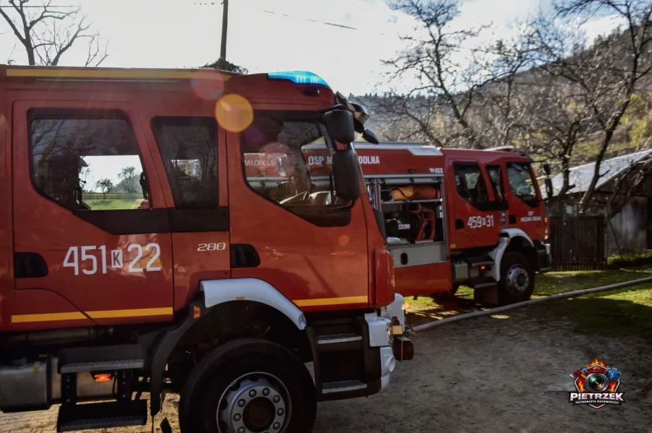 Pożar zabudowań gospodarczych, strażacy ratowali zagrożony dom - zdjęcie 13