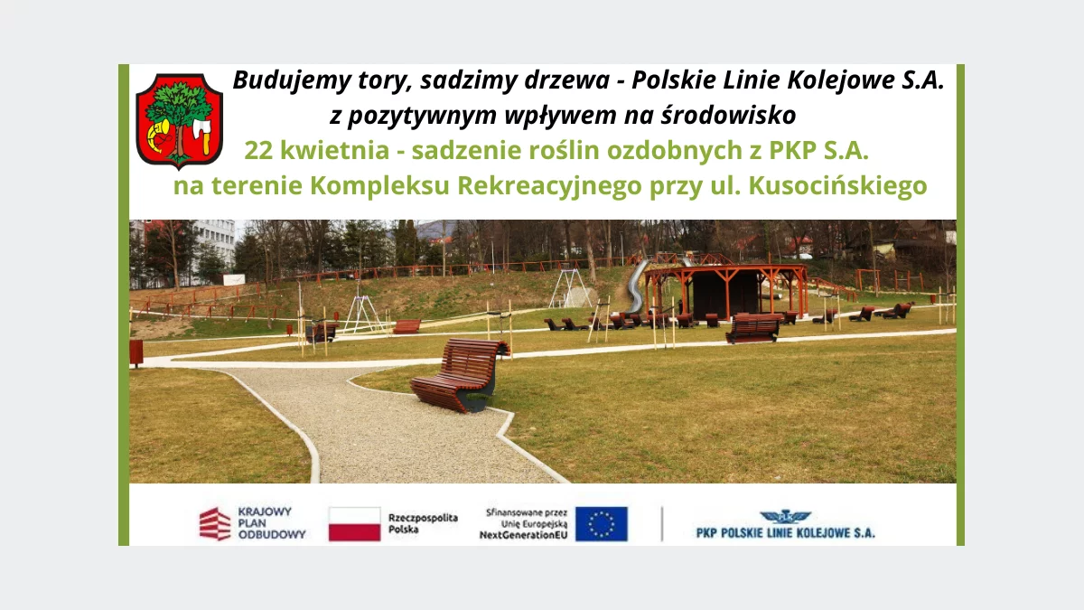 Sadzenie drzew w ramach akcji „Budujemy tory, sadzimy drzewa” w Limanowej