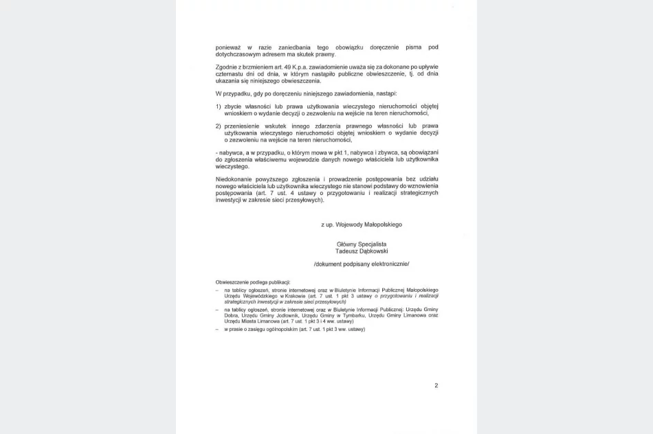 Obwieszczenie Wojewody Małopolskiego w sprawie wszczęcia postępowania administracyjnego - zdjęcie 3