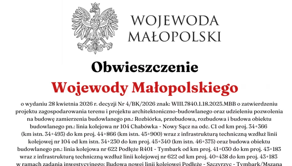 Obwieszczenie Wojewody Małopolskiego - zdjęcie 1