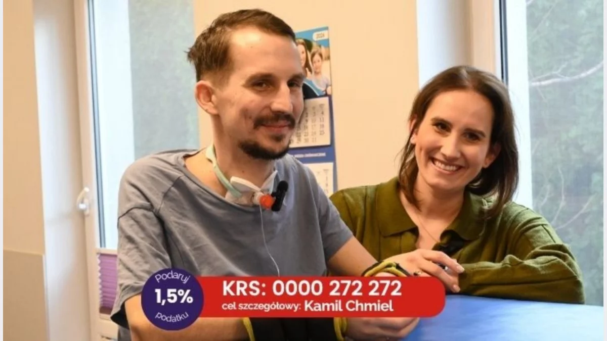 Kamil Chmiel z Olszówki, który po wypadku na budowie walczy o powrót do zdrowia poprzez rehabilitację.