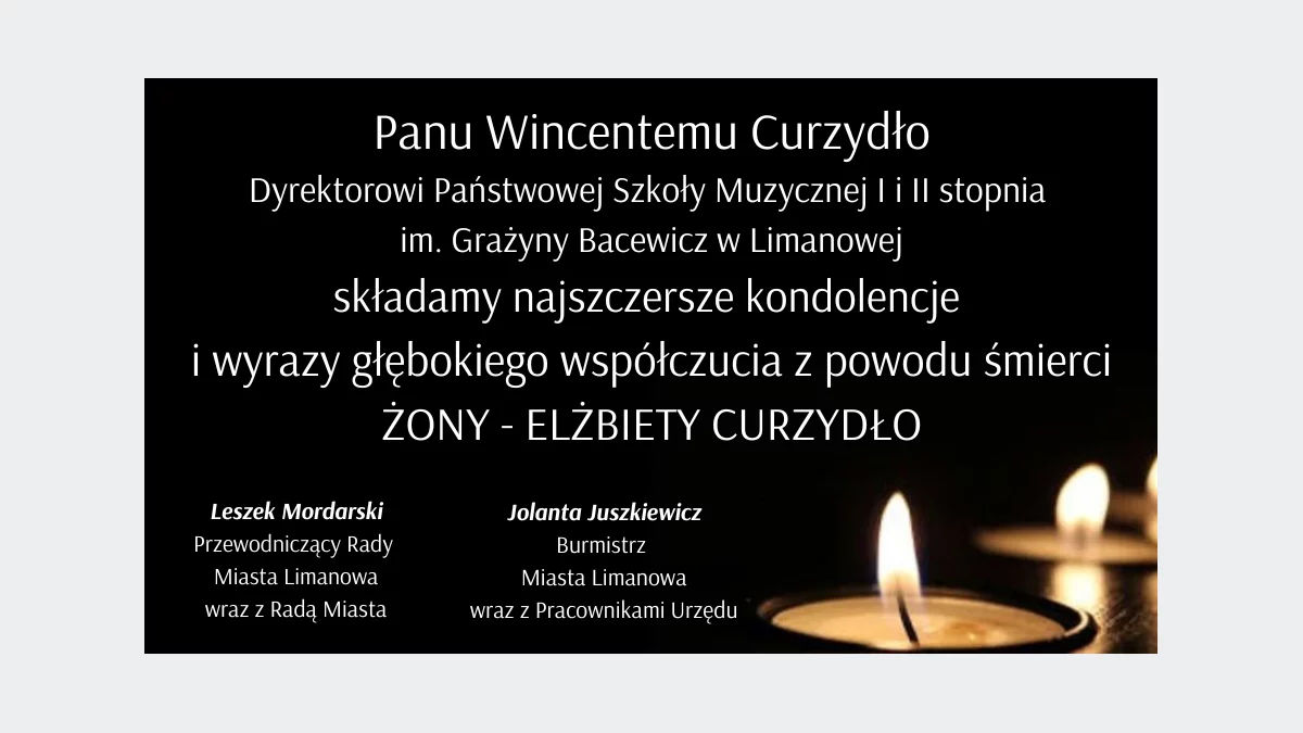 Kondolencje dla Wincentego Curzydło
